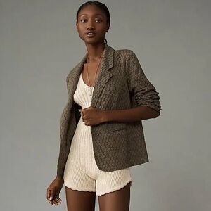 Anthropologie Porridge Textured Knit Blazer Jacket in Moss Size Medium